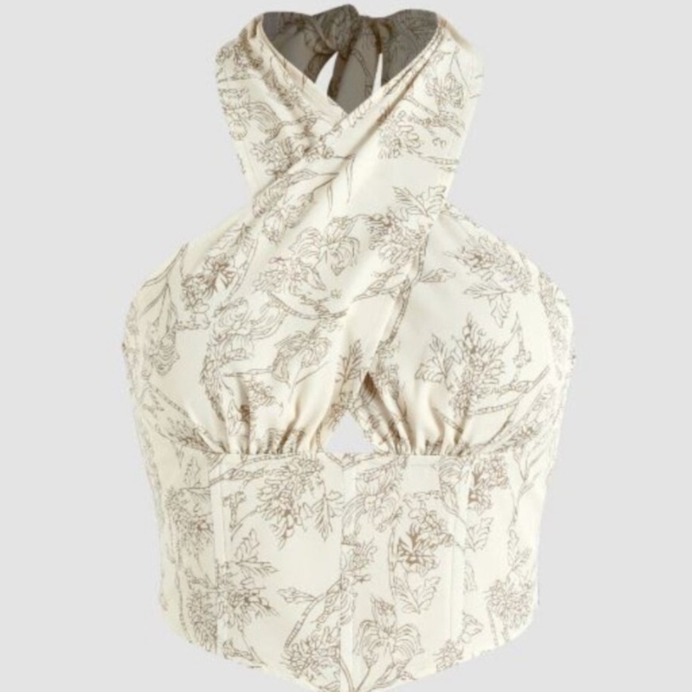 Cider Floral Cross Halter Top